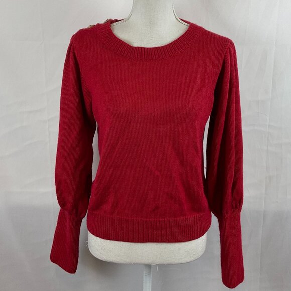 Stella Pardo Sweater S Red Leg of Mutton Sleeve Button Details - Picture 1 of 13